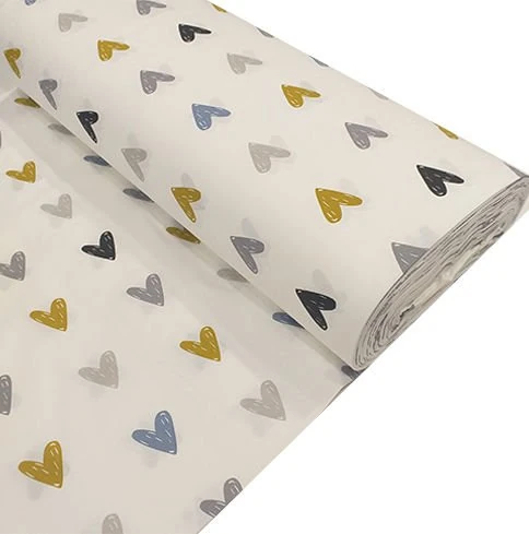 Kalp Desen Poplin Kumaş