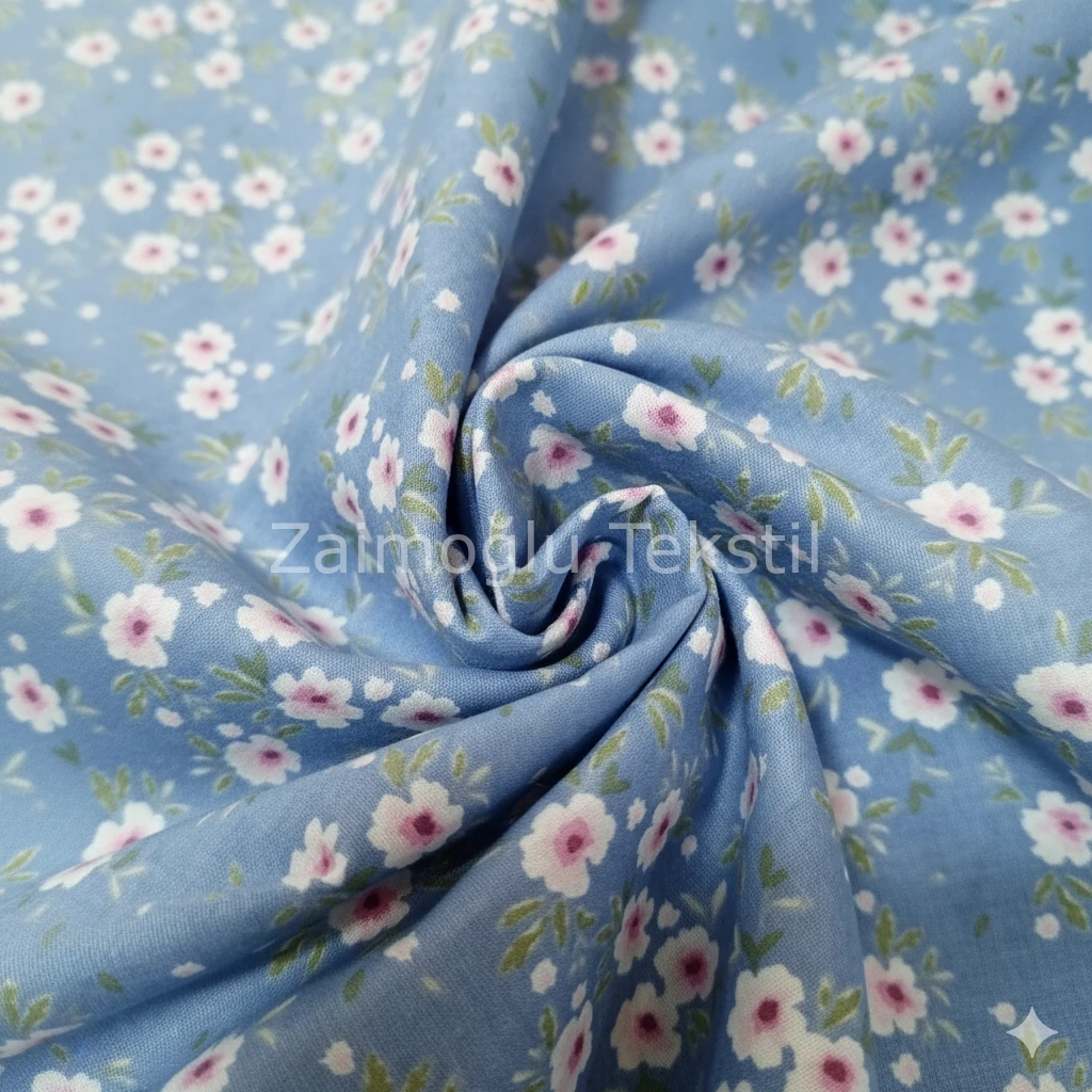 Çiçek Desen Poplin Kumaş