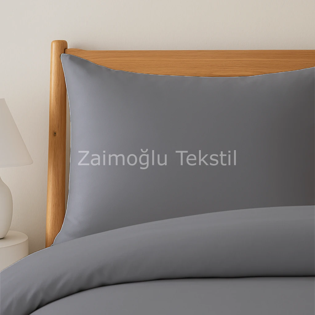 Pamuk Saten Nevresim Seti - Koyu Gri