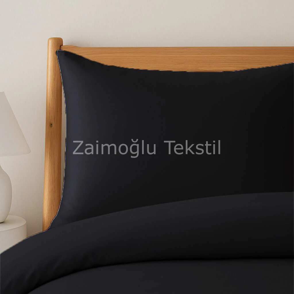 Pamuk Saten Nevresim Seti - Siyah