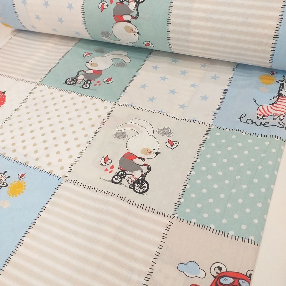 Patchwork Desenli Poplin Kumaş