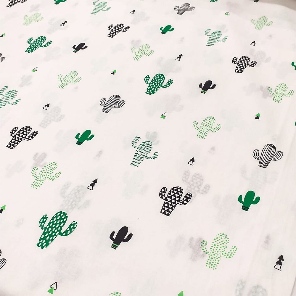 Kaktüs Desenli Poplin Kumaş