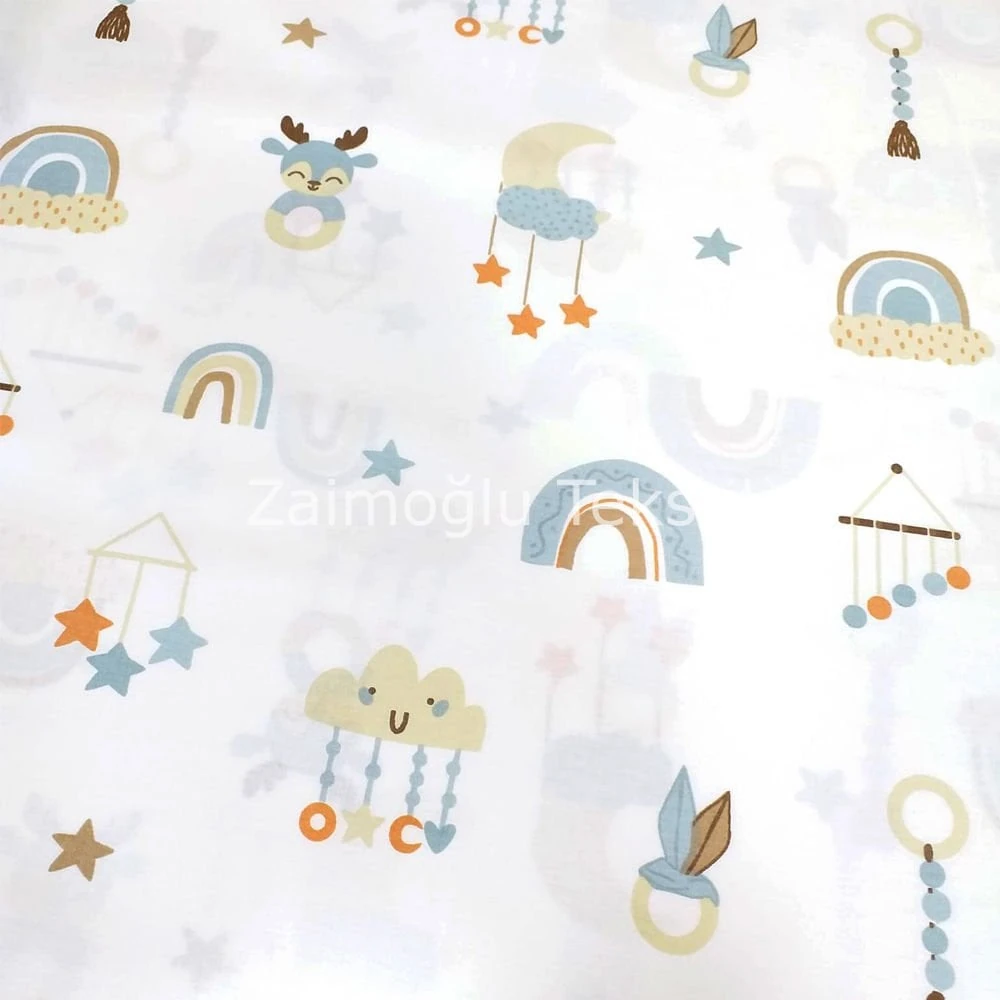 Gökkuşağı Desen Poplin Kumaş