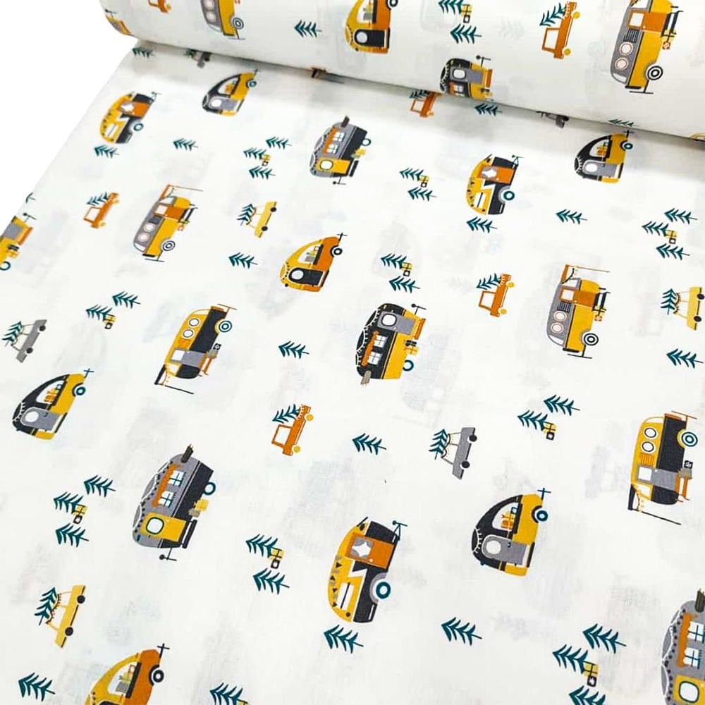 Araç Desenli Poplin Kumaş