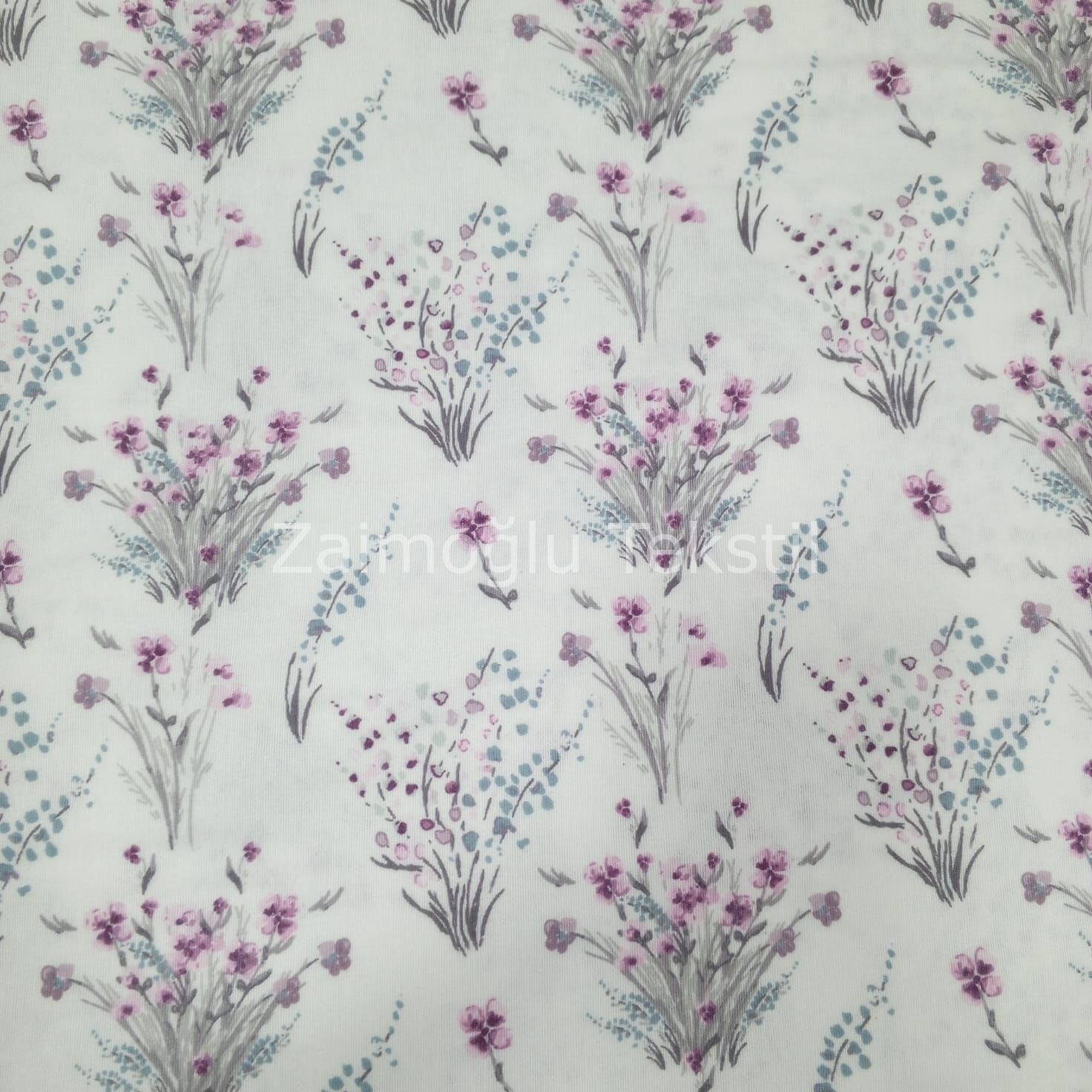 Çiçek Desen Flanel Pazen Kumaş