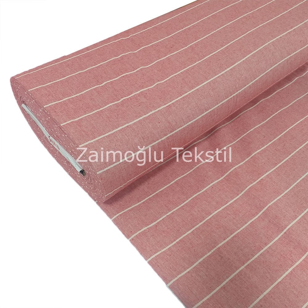 Naturel Çizgili Poplin Kumaş