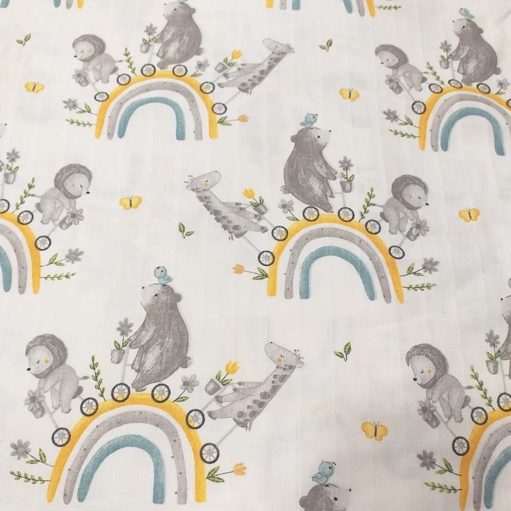 Gökkuşağı Desenli Müslin Bezi Kumaşı