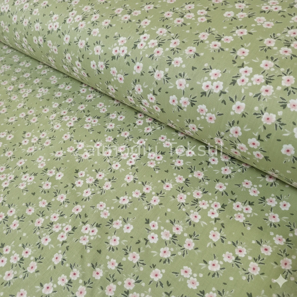 Çiçek Desen Poplin Kumaş