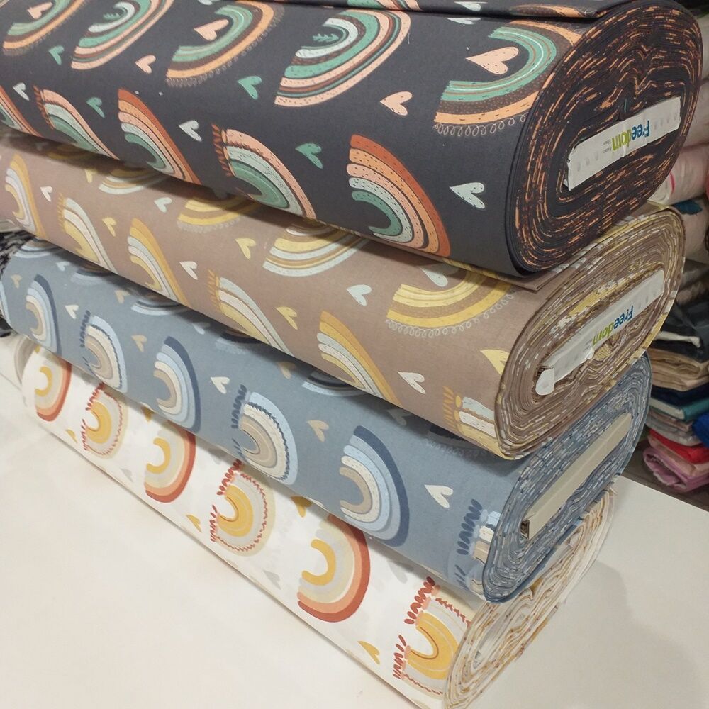 Gökkuşağı Desenli Poplin Kumaş