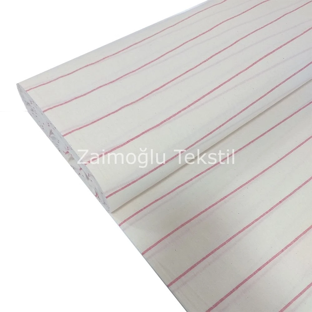 Naturel Çizgili Poplin Kumaş