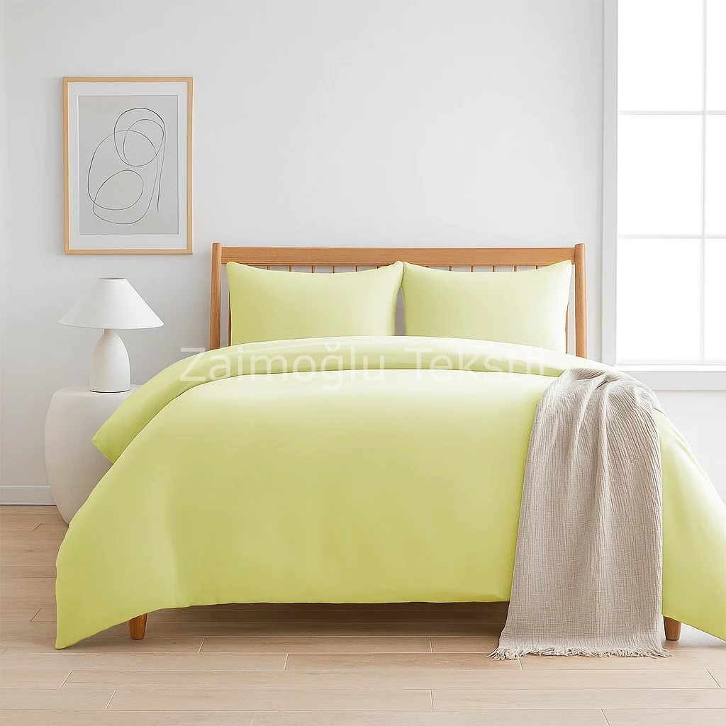 Pamuk Saten Nevresim Seti - Sarı