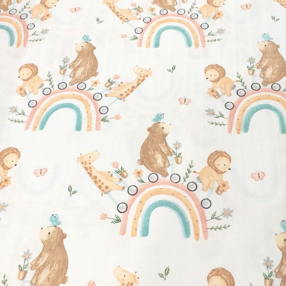 Gökkuşağı Desenli Müslin Bezi Kumaşı