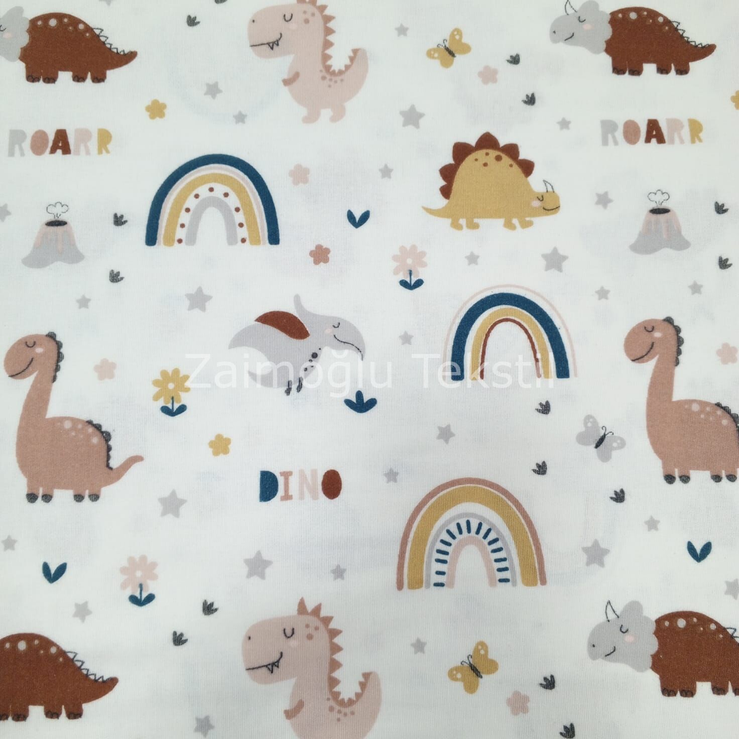 Dinazorlu Gökkuşağı Desen Flanel Pazen Kumaş