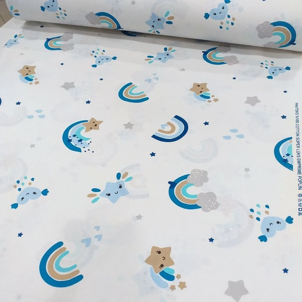 Gökkuşağı Desen Poplin Kumaş