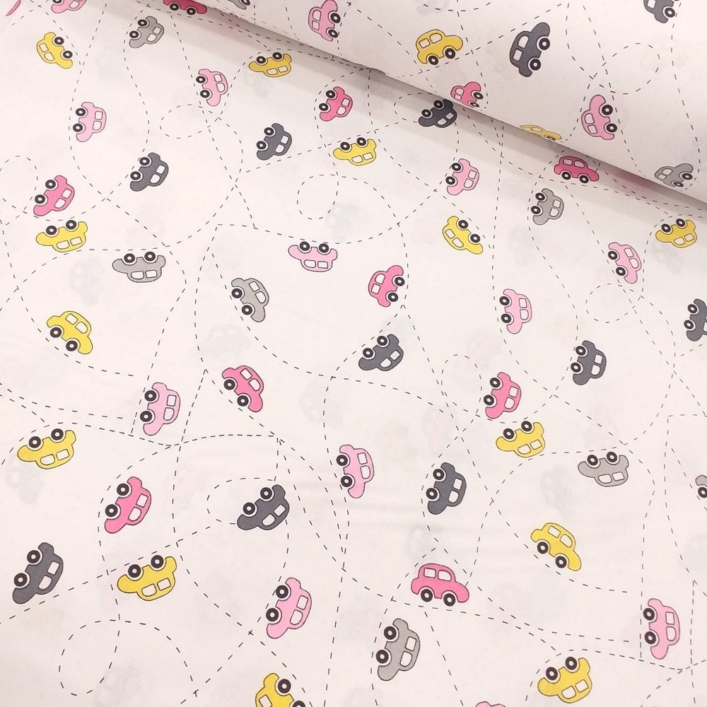 240 cm.Sevimli Arabalar  Poplin Kumaş