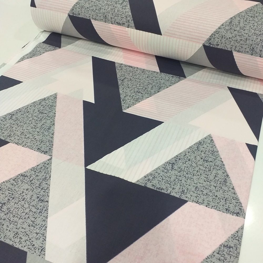 Geometrik Desenli Poplin Kumaş