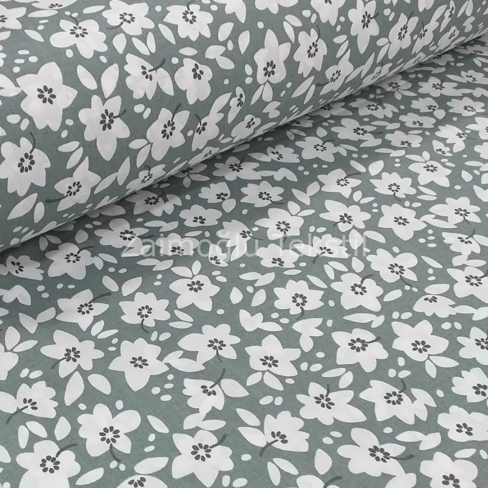 Papatya Desen Poplin Kumaş