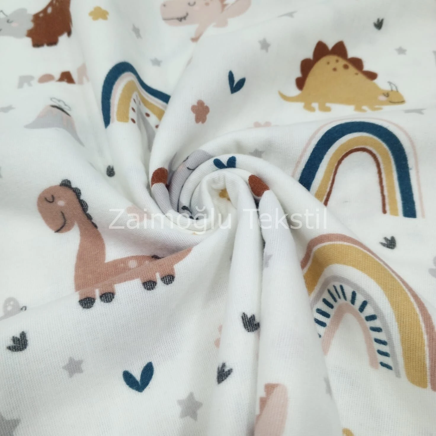 Dinazorlu Gökkuşağı Desen Flanel Pazen Kumaş