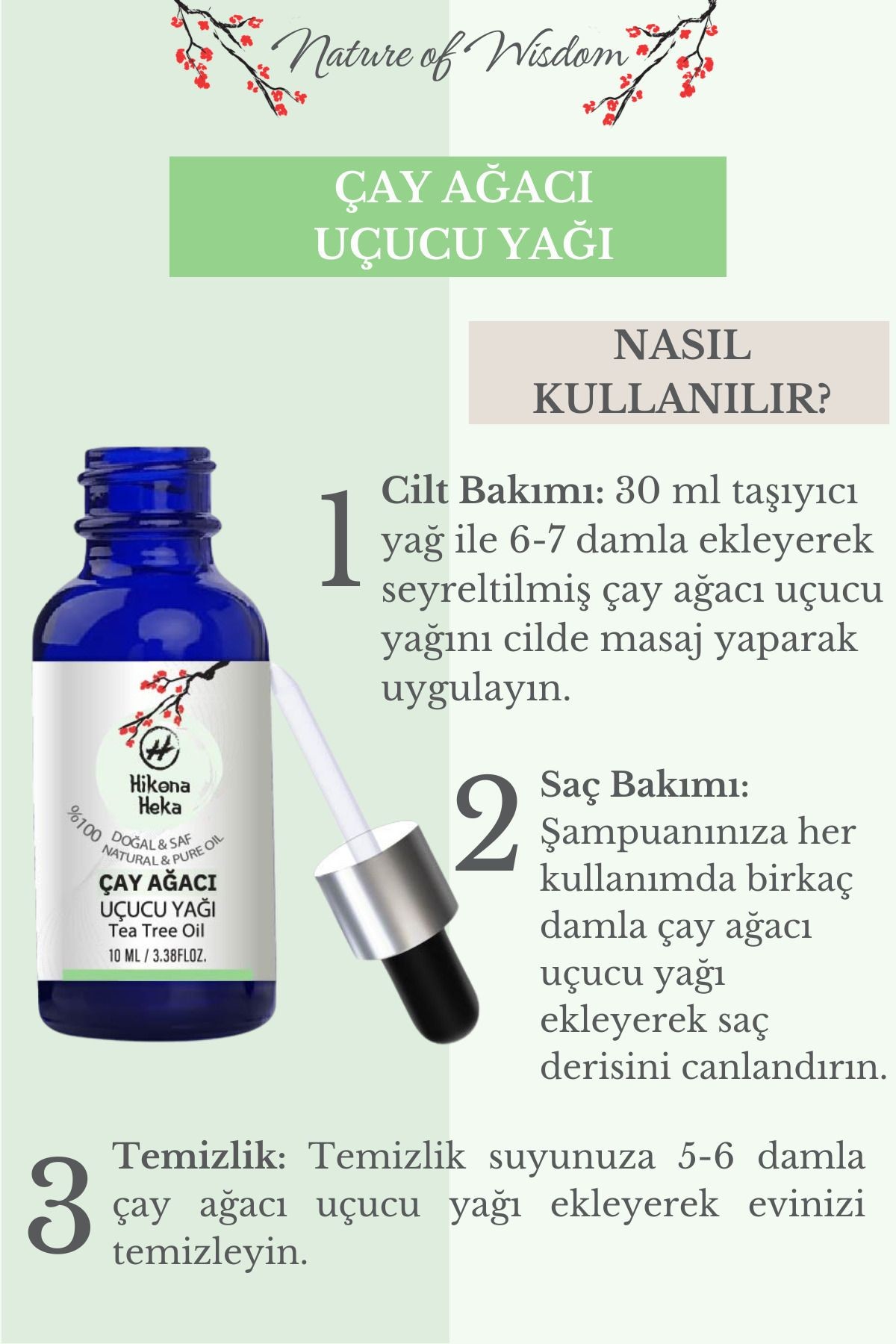 2 Adet Çay Ağacı Uçucu Yağı (Tea Tree Essential Oil) %100 Saf ve Doğal Yağ(2x10 ml)