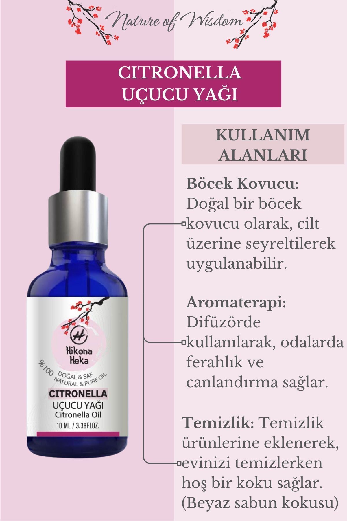 2 Adet Citronella Uçucu Yağı(Citronella Essential Oil)%100 Saf ve Doğal Yağ(2x10 ml)