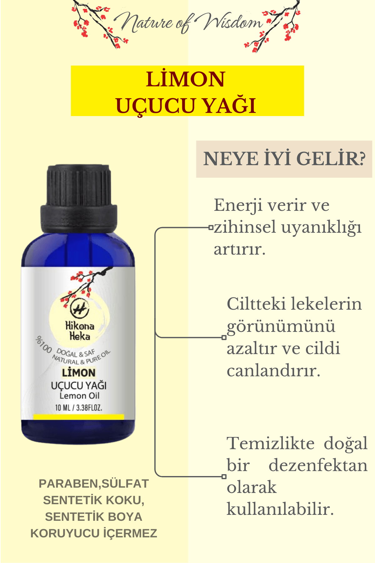 Limon Uçucu Yağı (Lemon Essential Oil)%100 Saf ve Doğal 10 ml