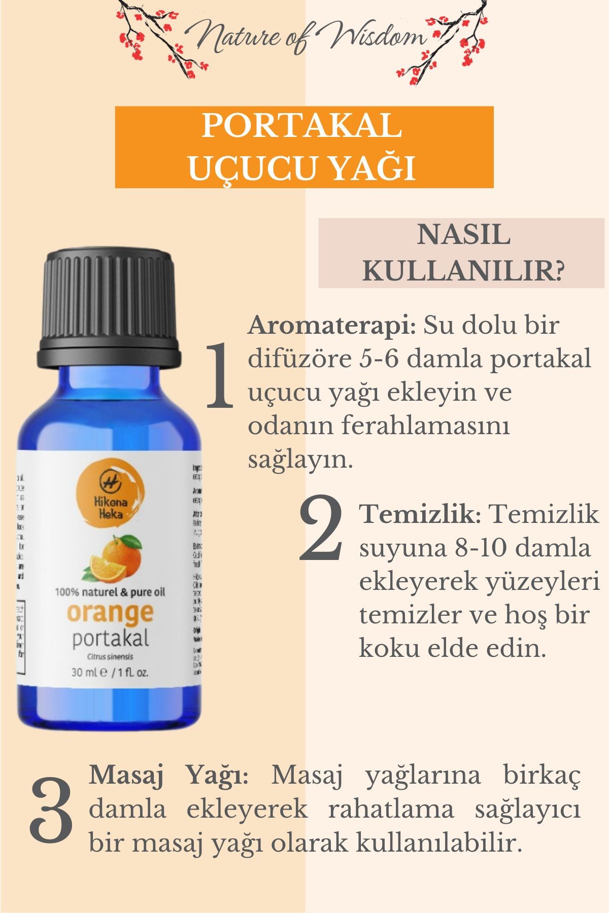 Portakal Uçucu Yağı (ORANGE ESSENTİAL OİL) %100 Saf Ve Doğal 30 ml