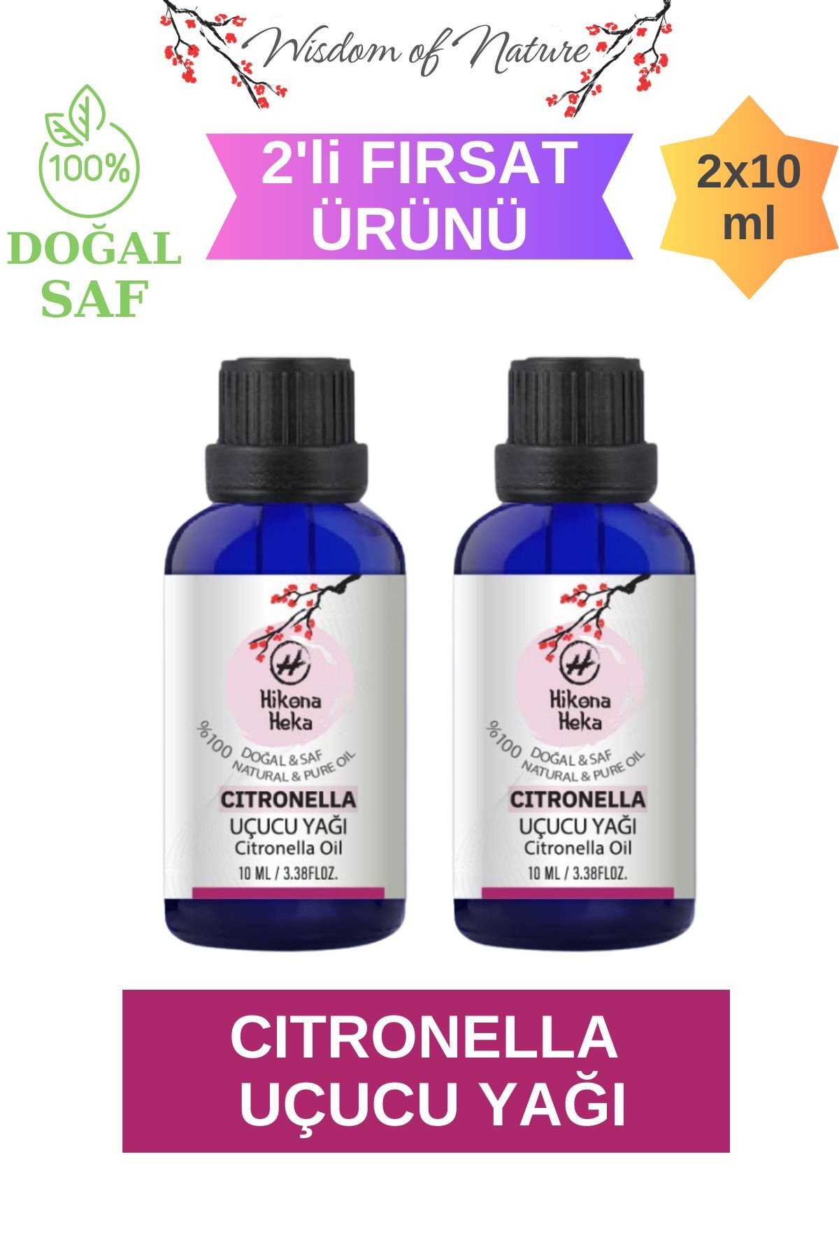 2 Adet Citronella Uçucu Yağı(Citronella Essential Oil)%100 Saf ve Doğal Yağ(2x10 ml)