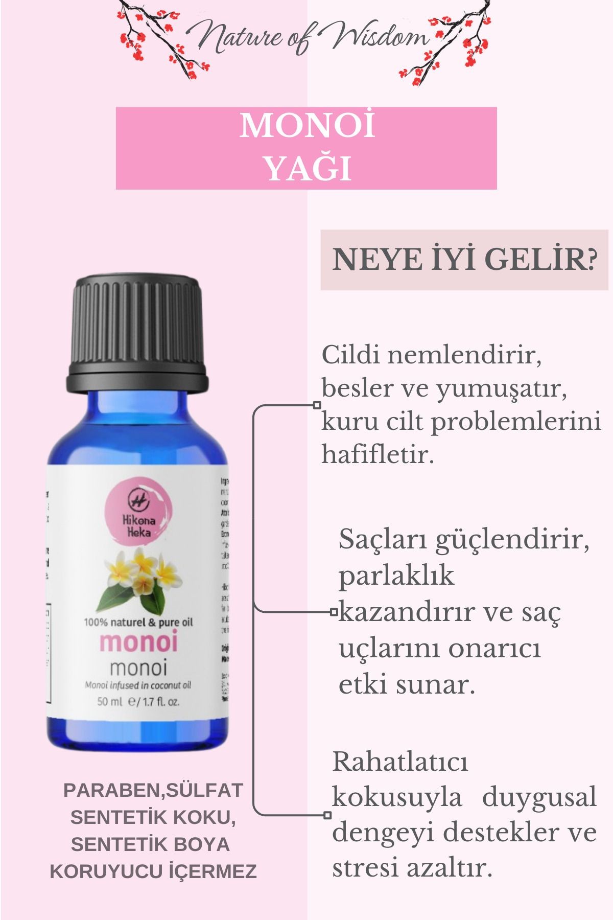 Monoi Yağı (MONOİ OİL) %100 Saf Ve Doğal Soğuk Sıkım 50 ml