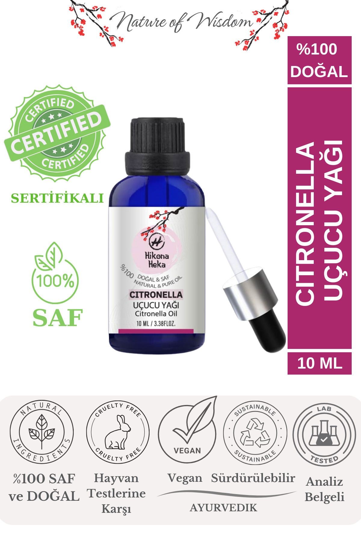 2 Adet Citronella Uçucu Yağı(Citronella Essential Oil)%100 Saf ve Doğal Yağ(2x10 ml)