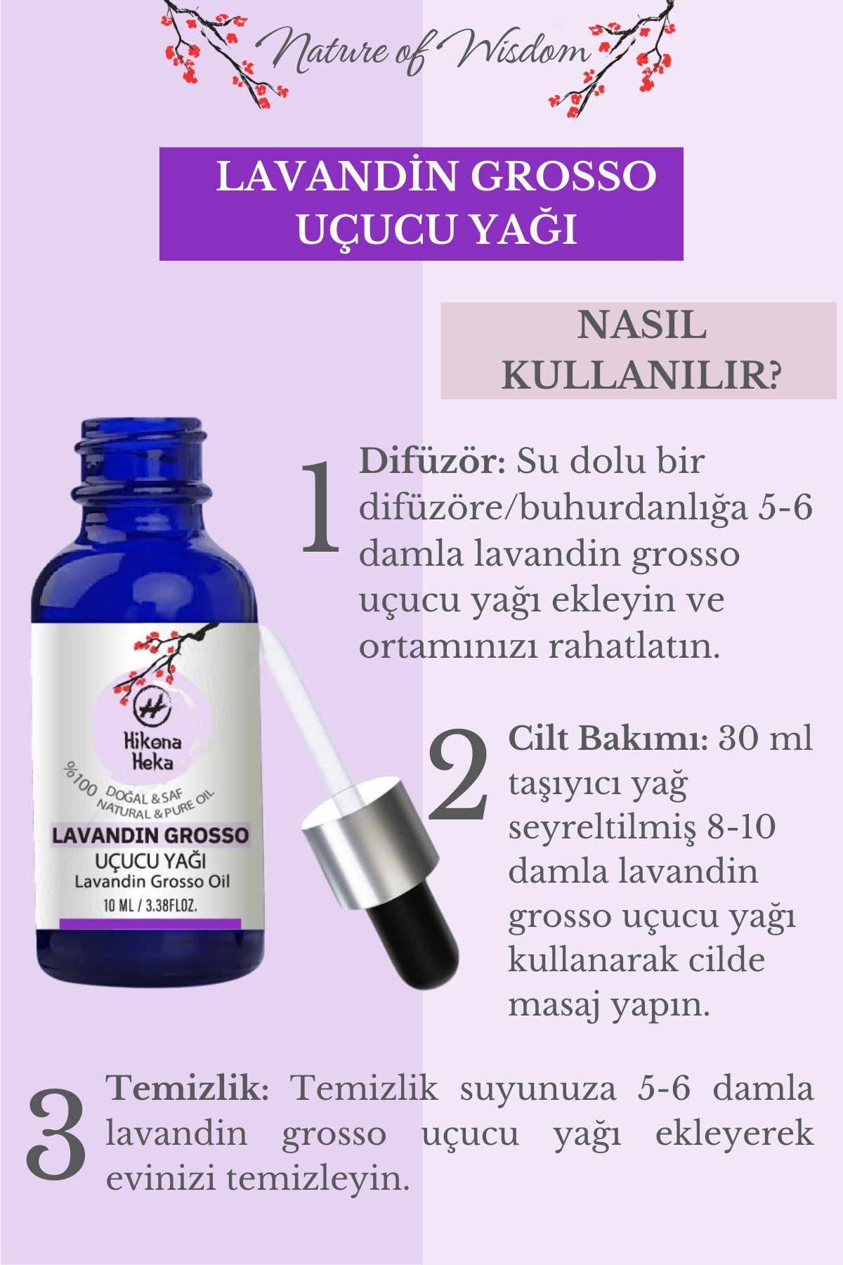 Melez Lavanta Uçucu Yağı (Lavandin Grosso Essential Oil) %100 Saf ve Doğal 10 ml