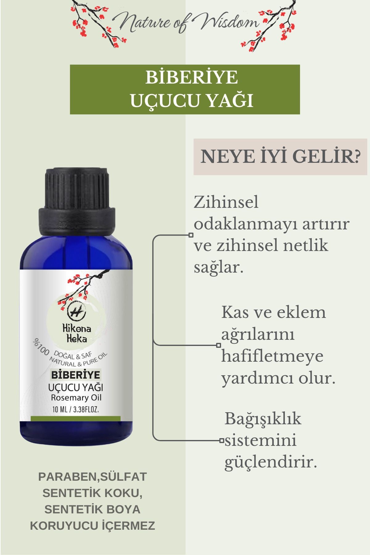 Biberiye Uçucu Yağı (Rosemary Essential Oil) %100 Saf ve Doğal 10 ml