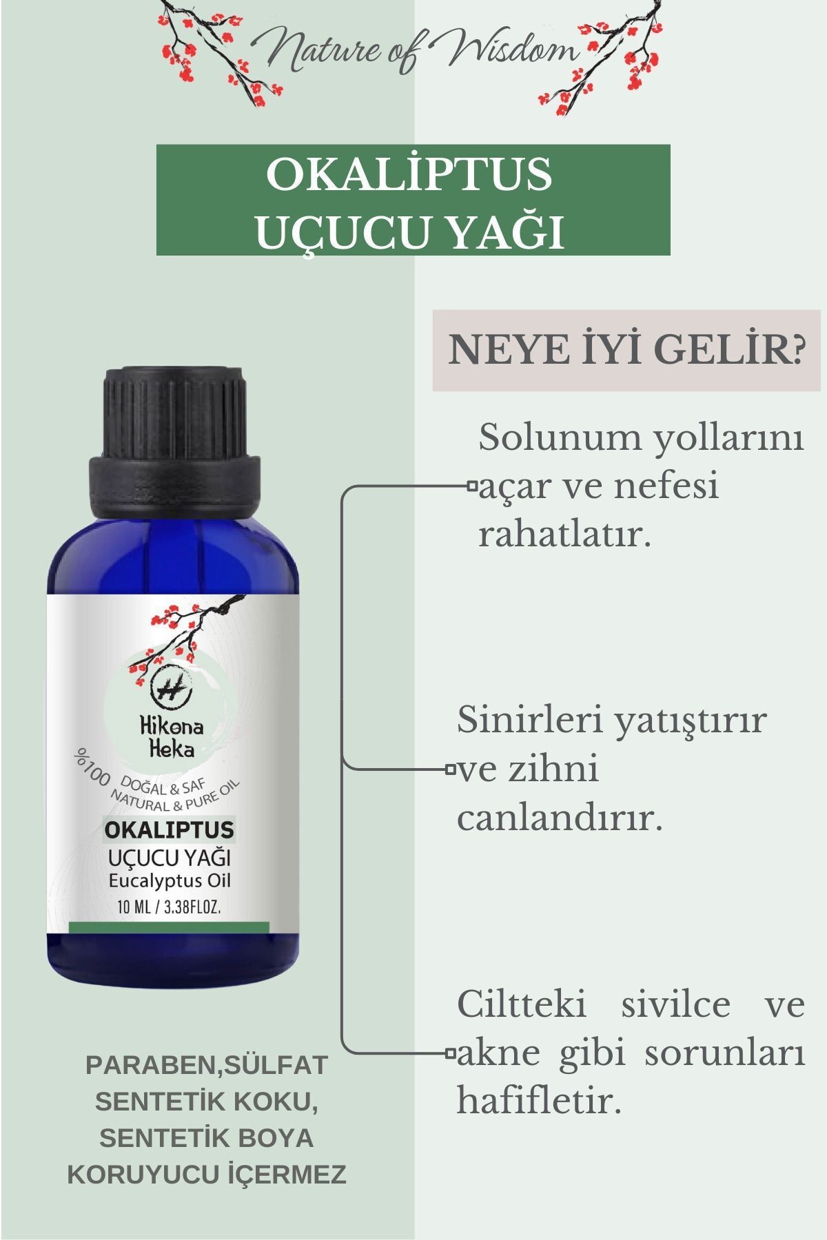 Okaliptus Uçucu Yağı ( Eucalyptus Globulus Essential Oil) %100 Doğal Ve Saf -10 ml