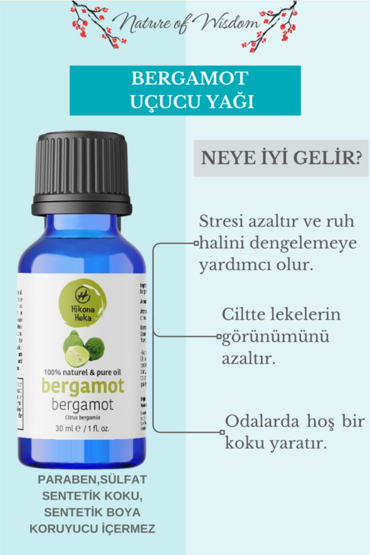 Bergamot Uçucu Yağı (BERGAMOT ESSENTİAL OİL) %100 Saf Ve Doğal 30 ml