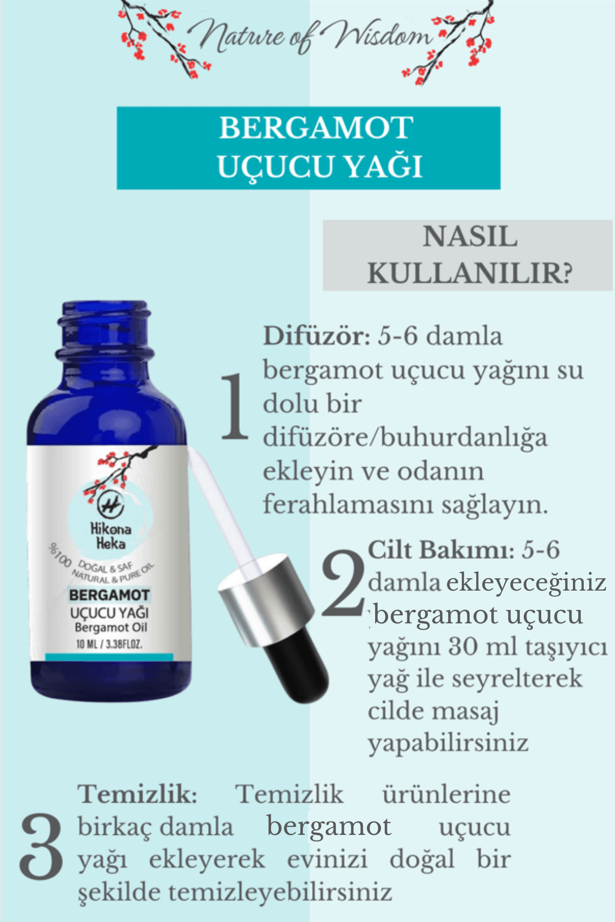 Bergamot Uçucu Yağı (Bergamot Essential Oil) %100 Saf ve Doğal 10 ml