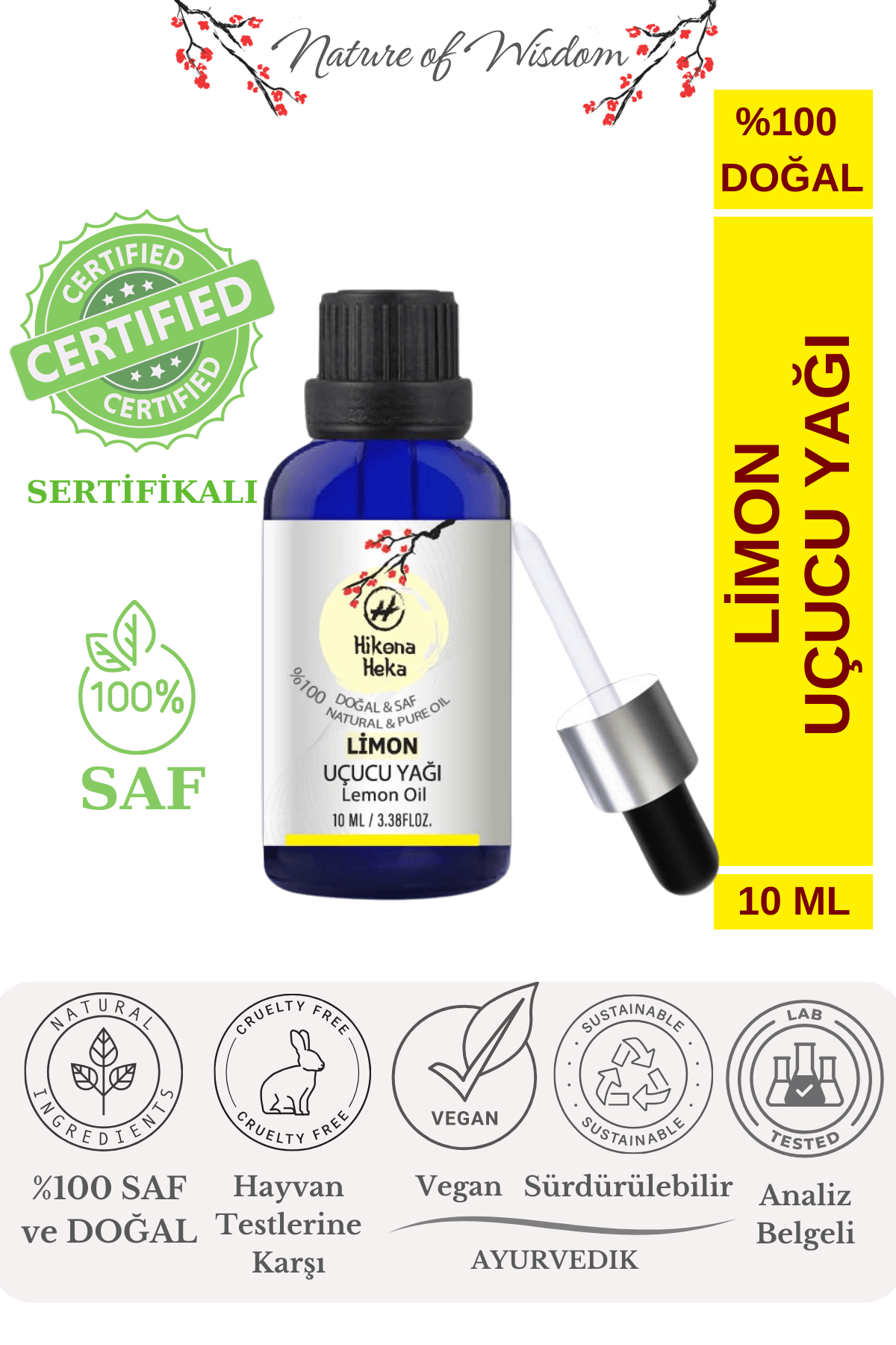 Limon Uçucu Yağı (Lemon Essential Oil)%100 Saf ve Doğal 10 ml