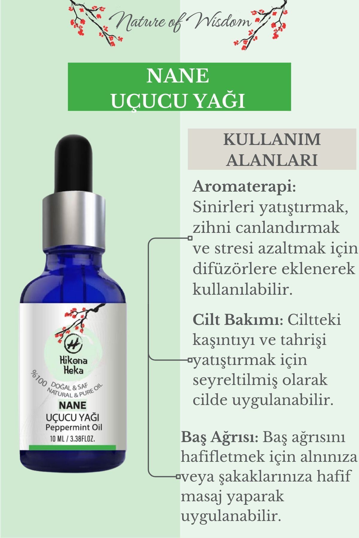 2 Adet Nane Uçucu Yağı (Peppermint Essential Oil) %100 Saf ve Doğal Yağ (2x10 ml)