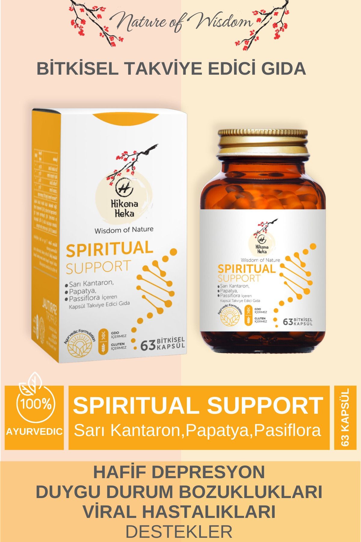 SPIRITUAL SUPPORT Sarı Kantaron,Pasiflora,Papatya İçeren Gıda Takviyesi Gıda 63 Bitkisel Tablet