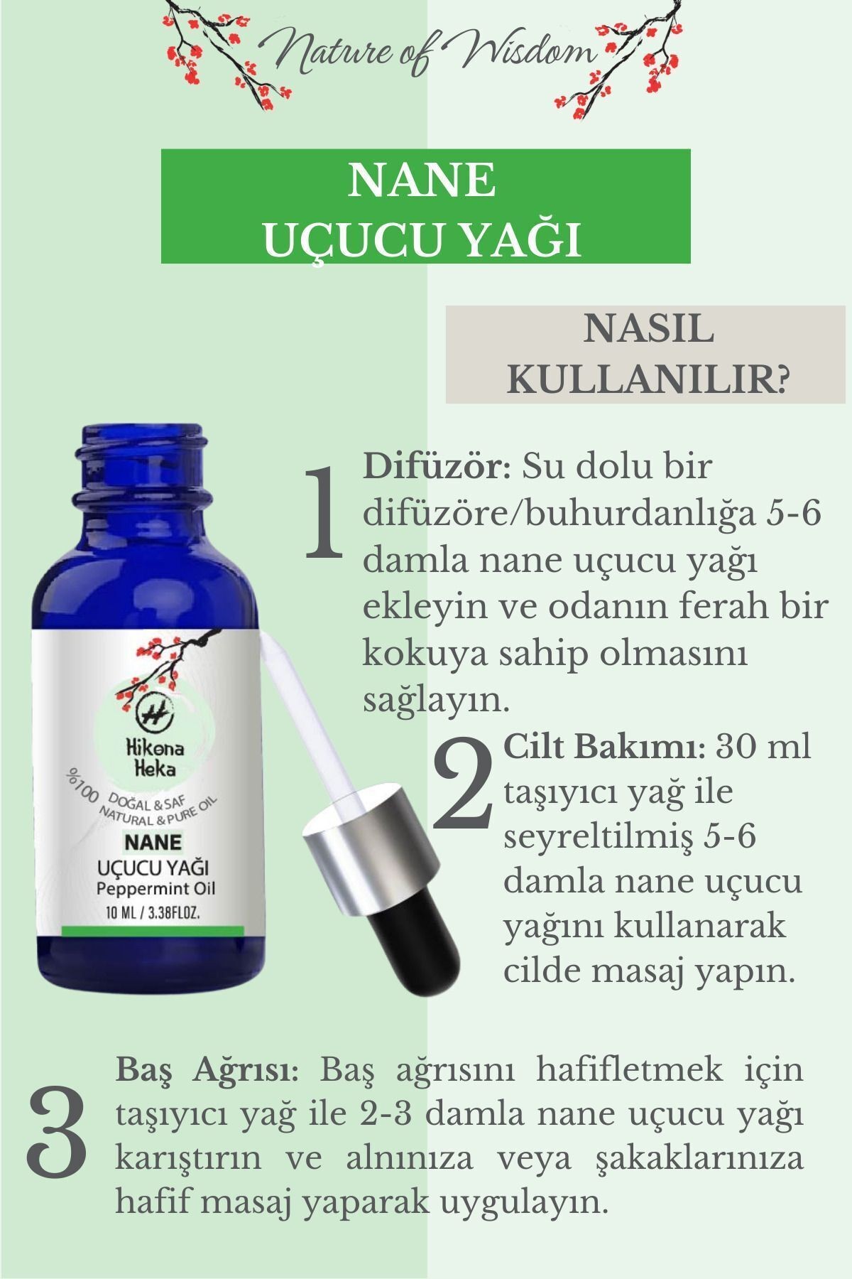 Nane Uçucu Yağı (Peppermint Essential Oil) 10 ml- %100 Doğal ve Saf