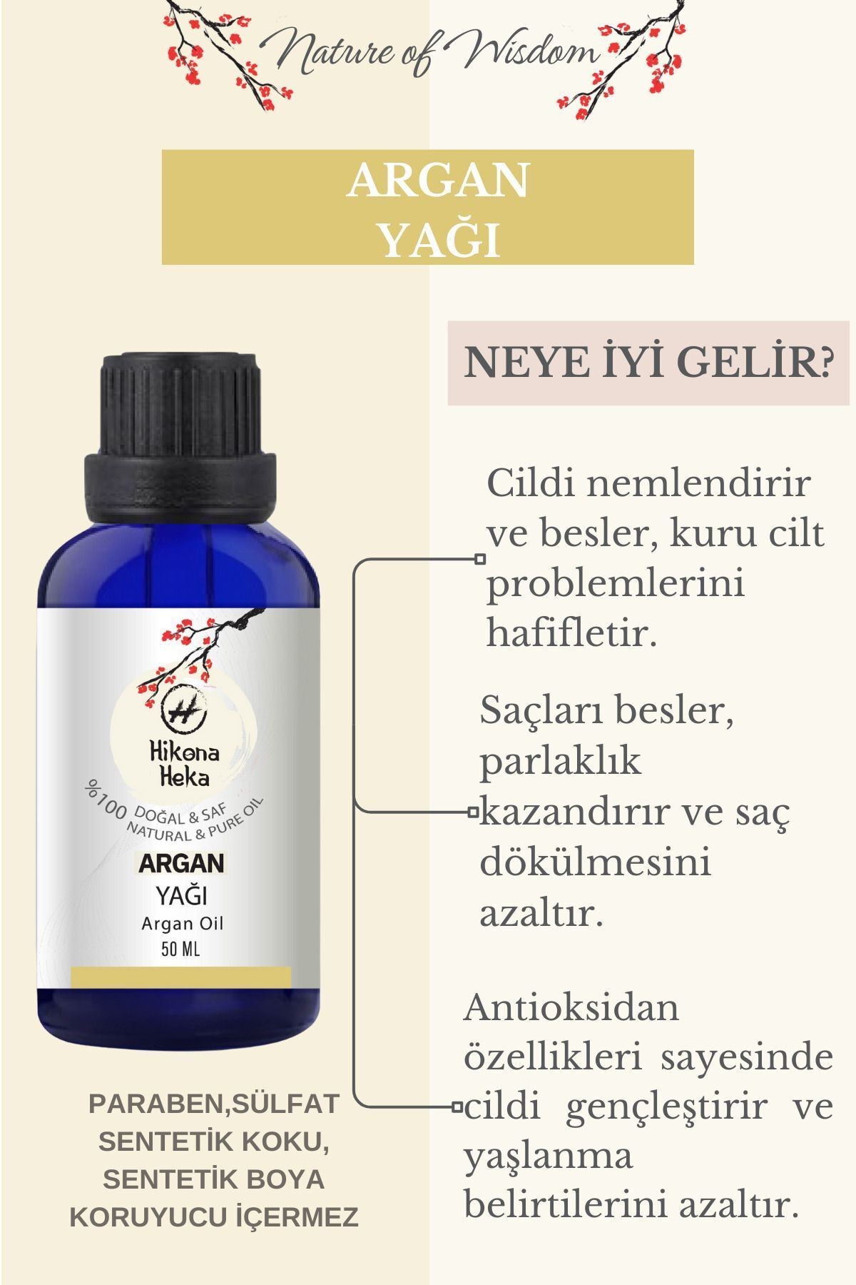 Argan Yağı (Argan Oil) Sertifikalı %100 Saf ve Doğal Soğuk Sıkım 50 ml