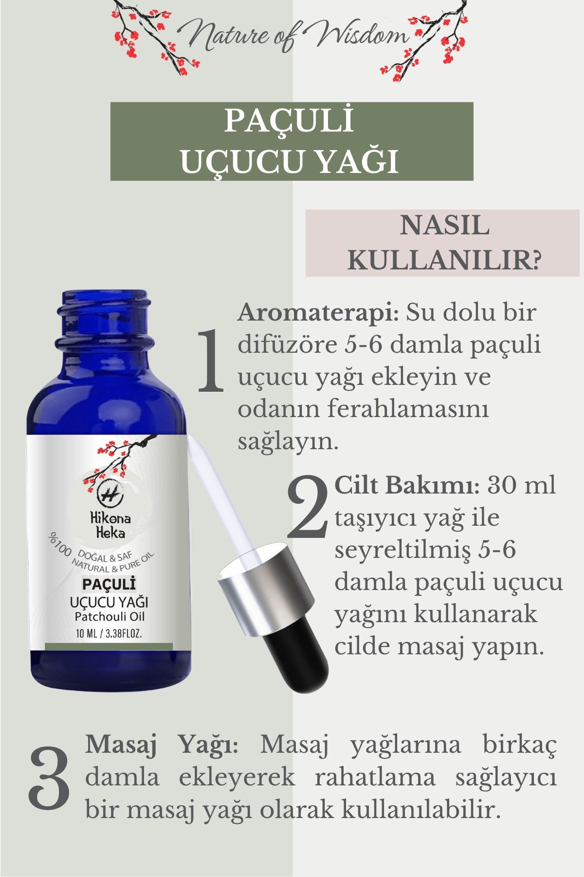 Paçuli Uçucu Yağı (Patchouli Essential Oil) %100 Saf ve Doğal 10 ml