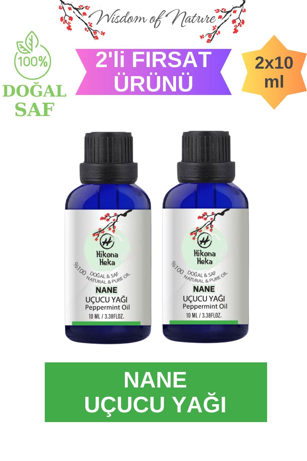 2 Adet Nane Uçucu Yağı (Peppermint Essential Oil) %100 Saf ve Doğal Yağ (2x10 ml)