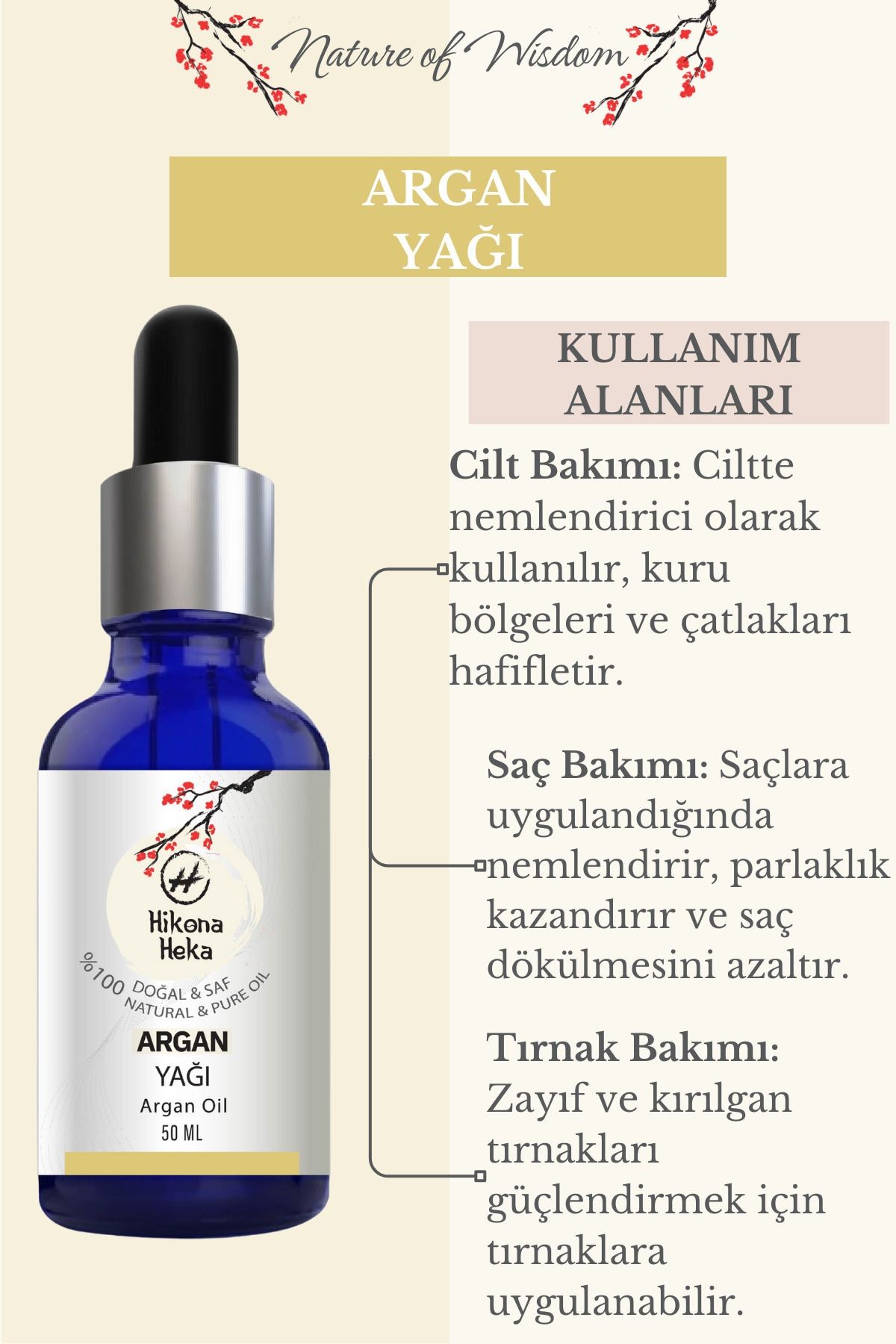 Argan Yağı (Argan Oil) Sertifikalı %100 Saf ve Doğal Soğuk Sıkım 50 ml