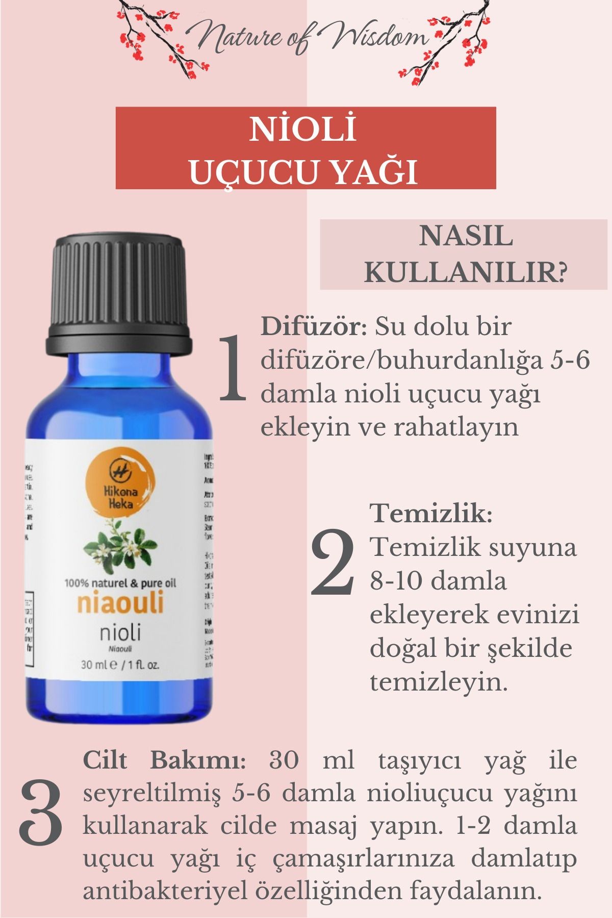 Nioli Uçucu Yağı (NİAOULİ ESSENTİAL OİL) %100 Saf Ve Doğal 30 ml