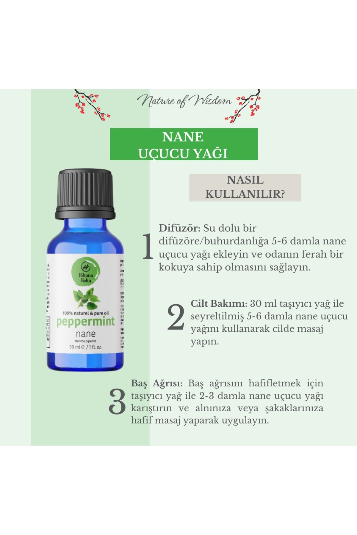 Nane Uçucu Yağı (PEPPERMİNT ESSENTİAL OİL) %100 Saf Ve Doğal 30 ml