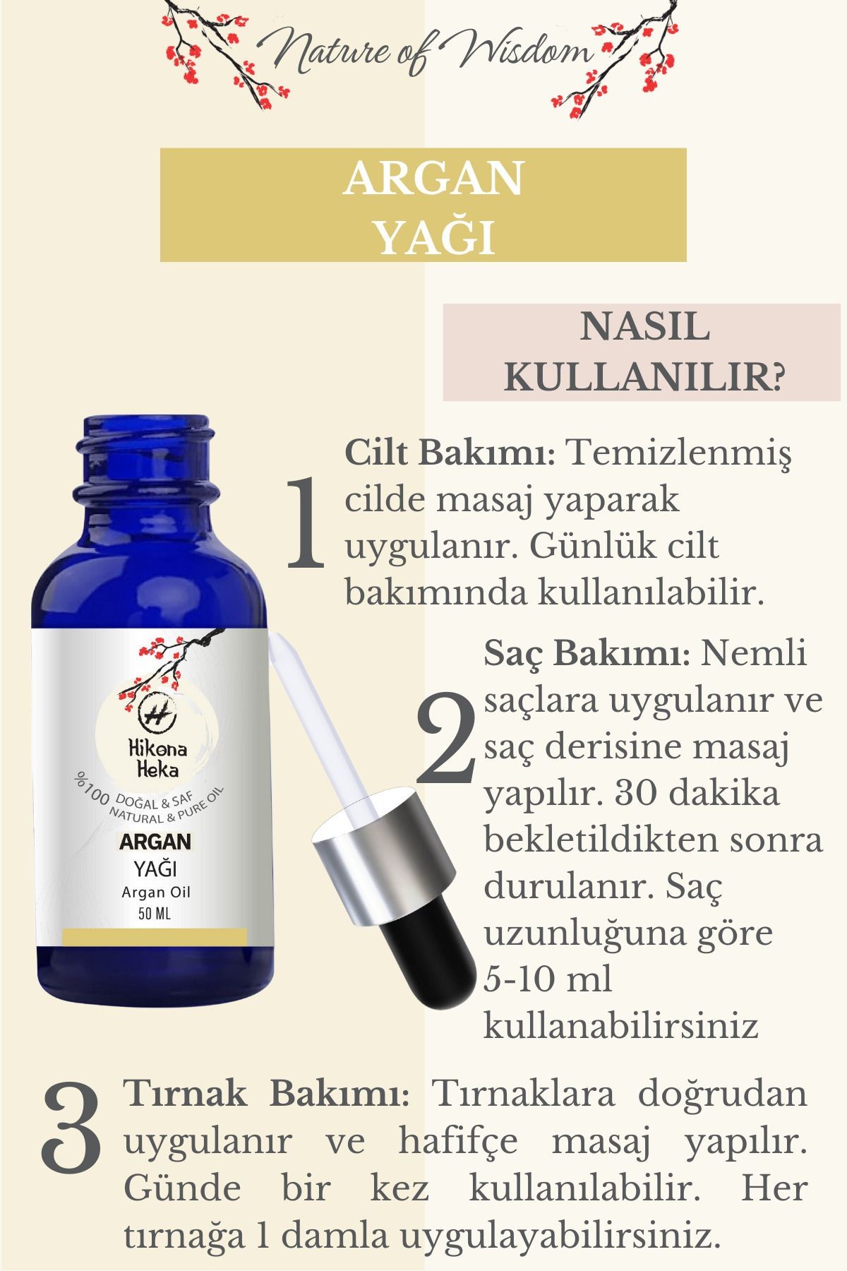 Argan Yağı (Argan Oil) Sertifikalı %100 Saf ve Doğal Soğuk Sıkım 50 ml