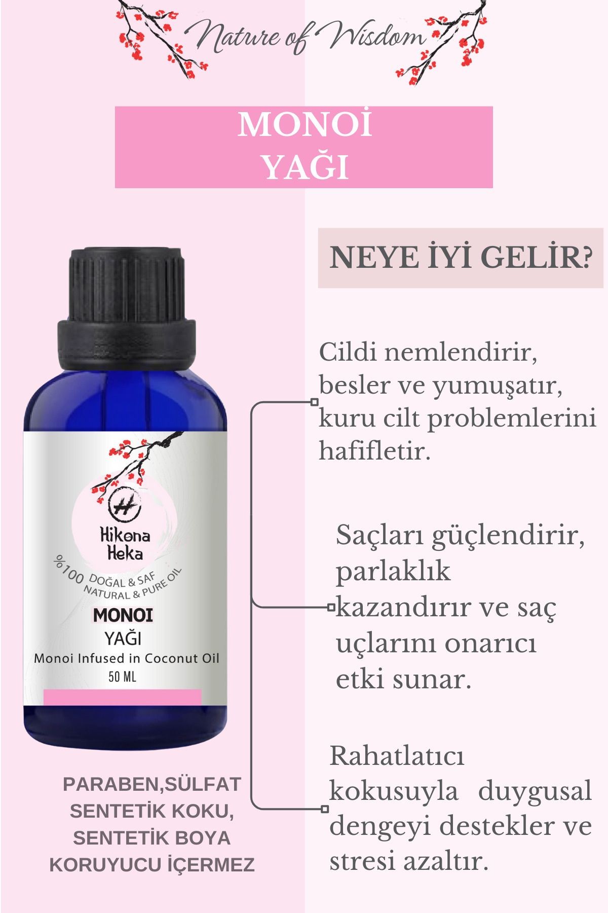 Monoi Yağı (Monoi Oil) Sertifikalı %100 Saf ve Doğal  50 ml