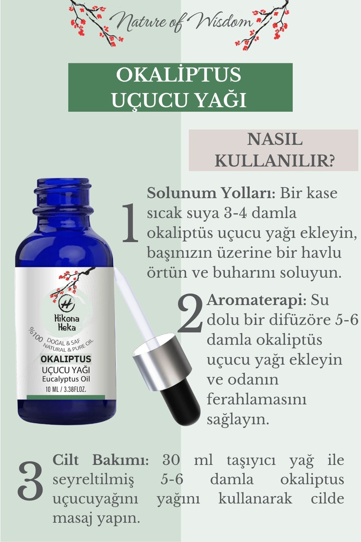 Okaliptus Uçucu Yağı ( Eucalyptus Globulus Essential Oil) %100 Doğal Ve Saf -10 ml