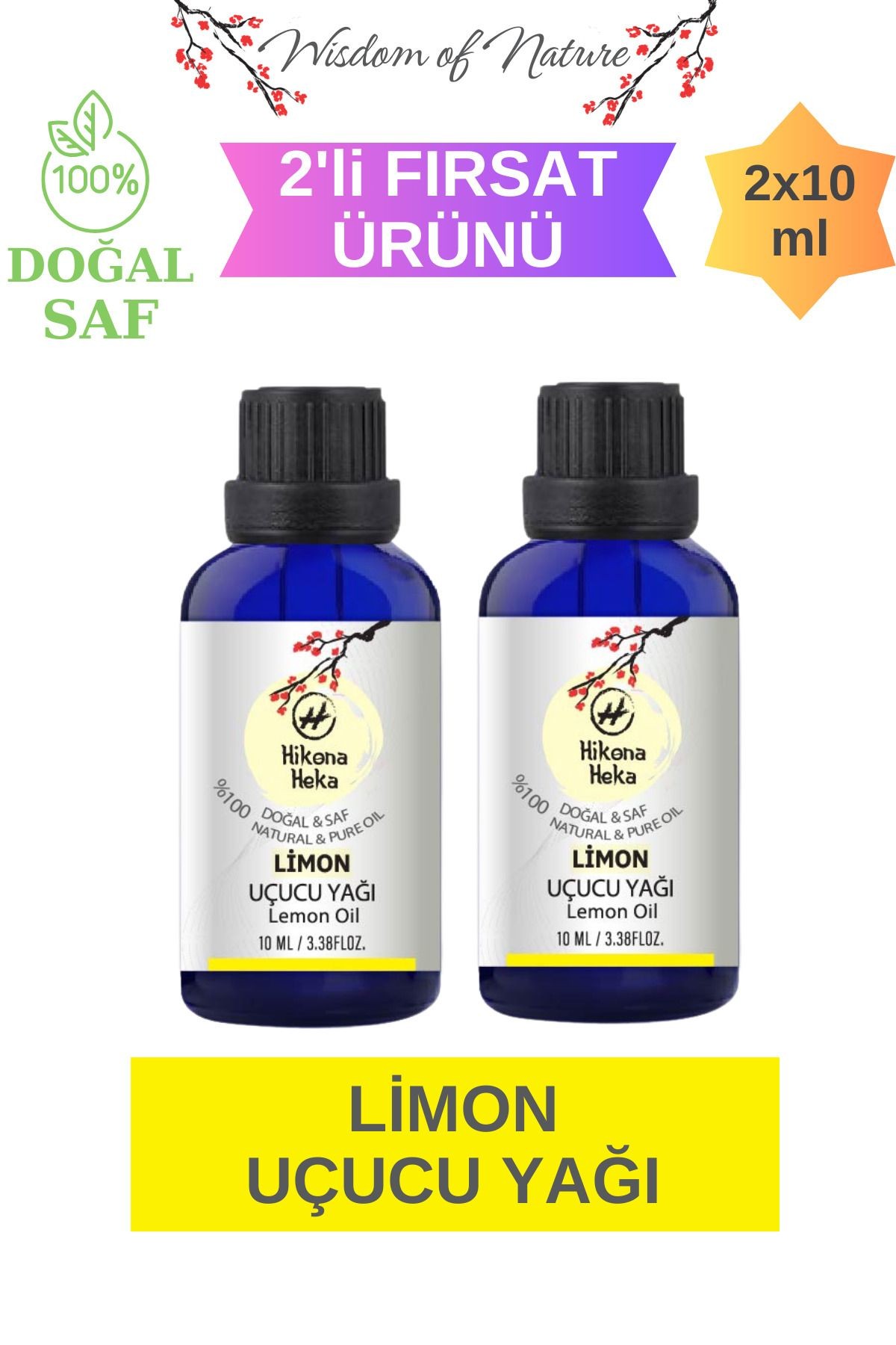 2 Adet Limon Uçucu Yağı (Lemon Essential Oil)Saf ve Doğal Yağ(2x10 ml)