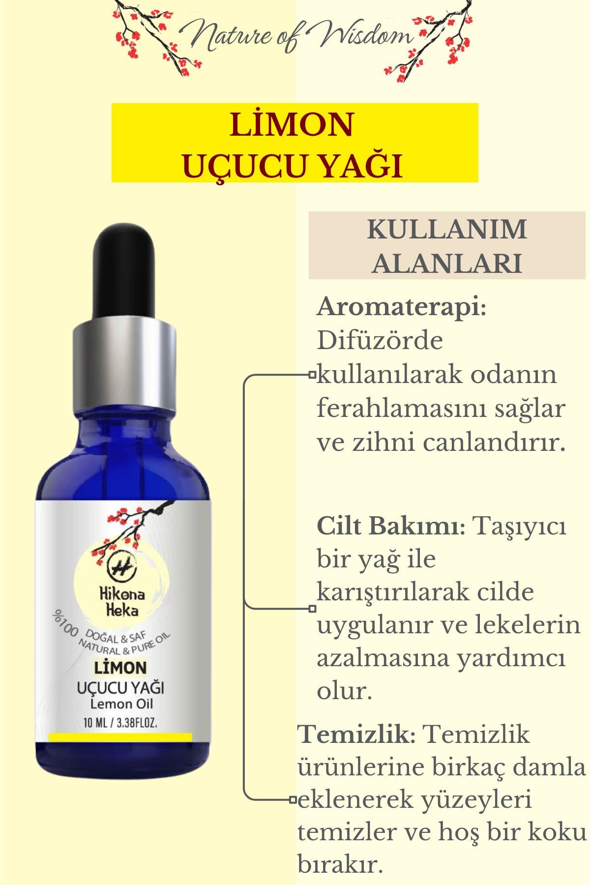 2 Adet Limon Uçucu Yağı (Lemon Essential Oil)Saf ve Doğal Yağ(2x10 ml)