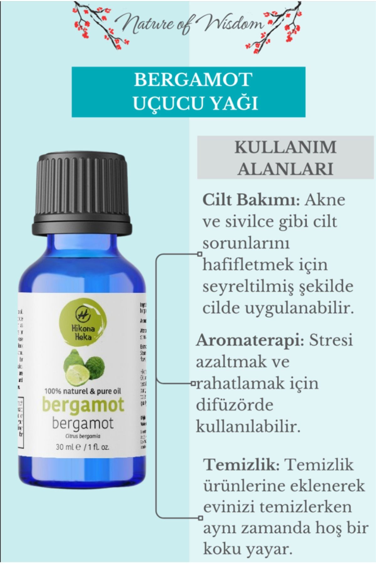 Bergamot Uçucu Yağı (BERGAMOT ESSENTİAL OİL) %100 Saf Ve Doğal 30 ml